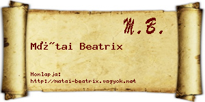Mátai Beatrix névjegykártya